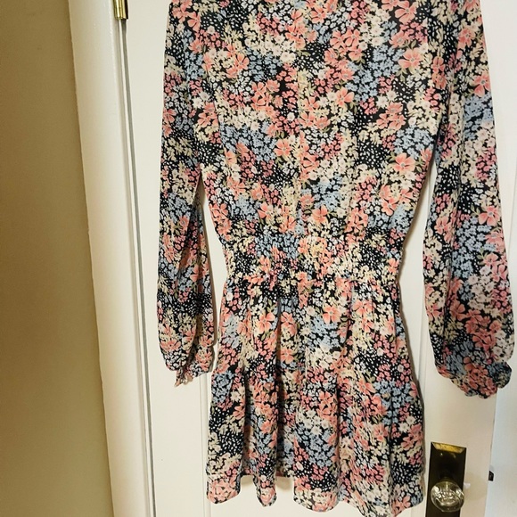 Nasty Gal Floral High Neck Long Sleeve Mini Dress - Picture 2 of 4